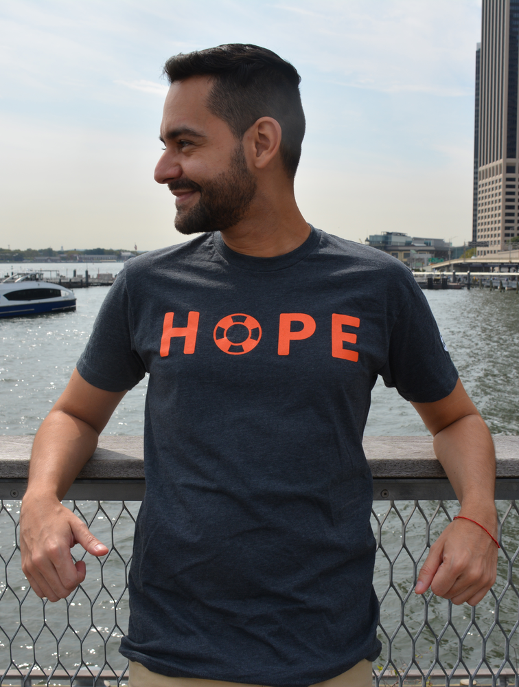 Unisex Charcoal HOPE Crewneck with Poppy Lettering