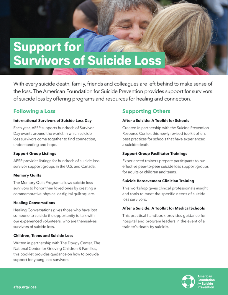Support for Survivors of Suicide Loss Flyer (Pack of 25)